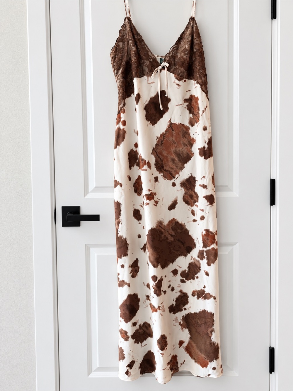 wild fable Brown Lace-Trim Cow Print Slip Dress on Cream